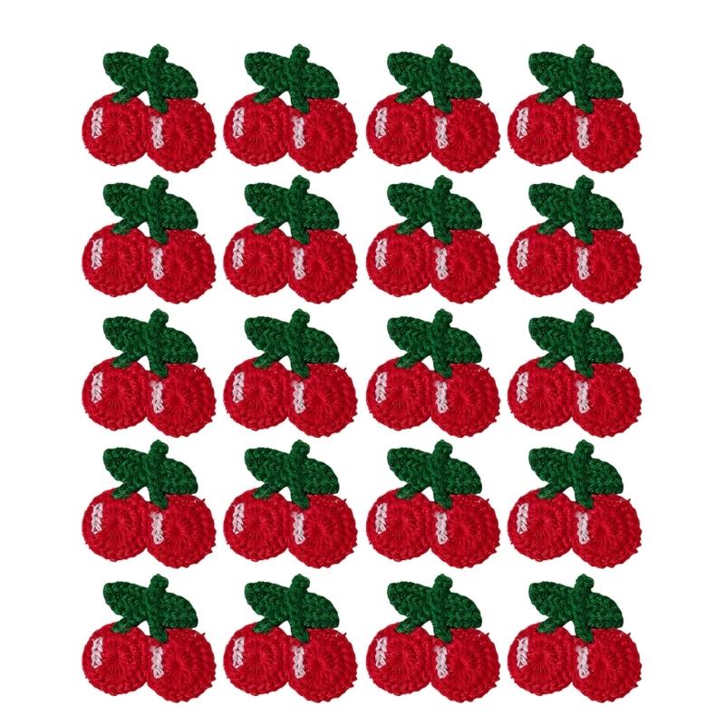Sew On Fruit Applique Patches Set with Knit Cotton Texture, 20 Mini Fabric Patches for Clothes Bags Hats Shoes and Small Repair Coverups