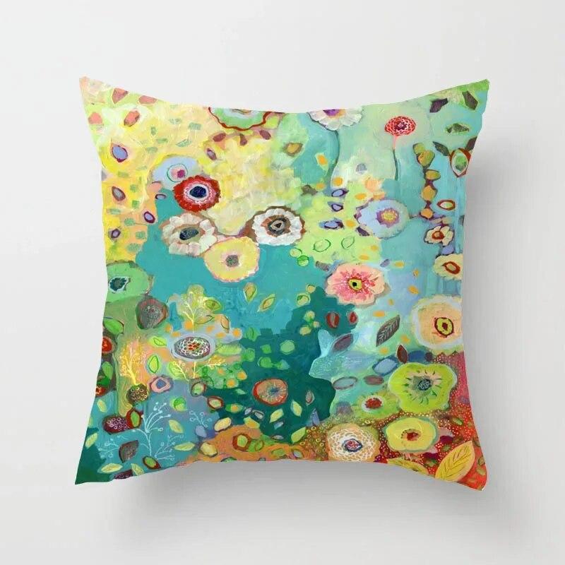 Abstract Modern Floral Painting Sofa Pillowcase Cushion Cover     Bed Living Room