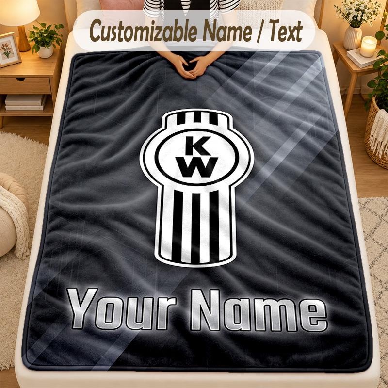 Flannel BlanketKenworth Custom Name Text Personalized Soft Warm Throw Blanket Home Decor Gift