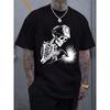 European Sizes Men's Skeleton Welder Graphic Print T-Shirt Lightweight Breathable Short Sleeve Round Neck Casual Tee for Summer & Spring Outdoor Wear