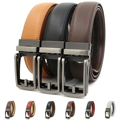 Herren-Klickgürtel, falscher Nadelgürtel, automatische Schnalle, zweilagiges Rindsleder