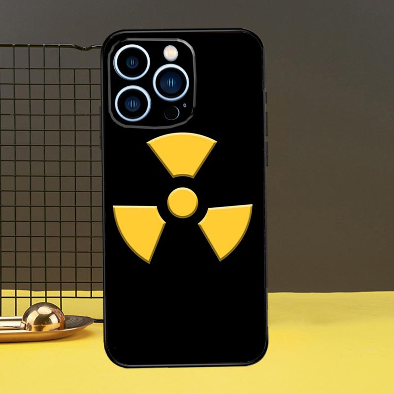 Nuclear Radiation Warning Sign Case For iPhone 16 15 14 13 12 11 Pro Max X XR XS 7 8 Plus 12 13 Mini Bumper Cover