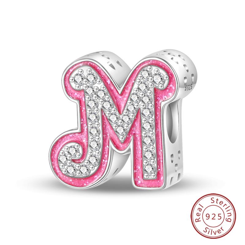 Copper Princess Pink 26 Letters Charm Bead Charms Bead Charms 3mm Do It Yourself Birthday Fine Jewellery Making