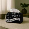 1pc Musical Notes Tissue Holder, Piano Keys & Black Versatile Fabric Tissue Container, Outdoor Event Supplies, Daily Desktop Tissue Organizer, Ideal F