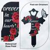 Cross-Shaped Memorial Garden Stake With Roses & Butterfly, Sympathy Cemetery, Yard For Remembrance