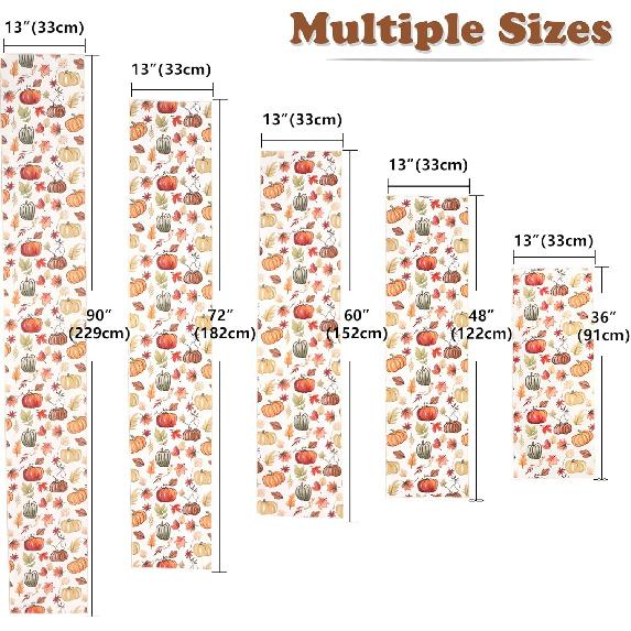 OWENIE Fall Table Runner for Kitchen Dining Table, Thanksgiving Autumn Printed Harvest Pumpk Maple Leaves Textured Fabric Halloween Holiday Home