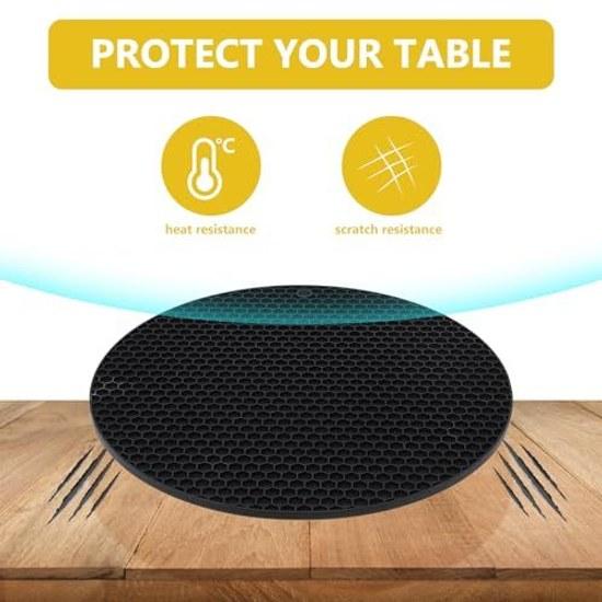 No-brand silicone heat-resistant pot mat black material dishwasher safe heat insulation function kitchen non-slip pad ideal placing cooking utensils