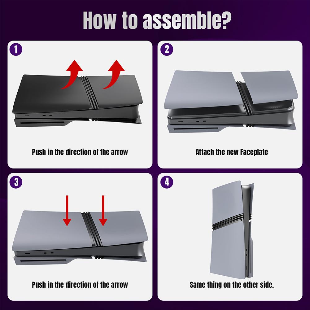 Replacement Faceplate Plastic Hard Shell Anti-Scratch Console Shell Panels Faceplate for PS 5 Pro Disc/Digital Edition
