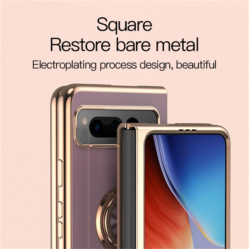Shockproof Plating Ring Holder Phone Case for Google Pixel Fold Protective Stand Back Shell Luxury Full Protection Cover