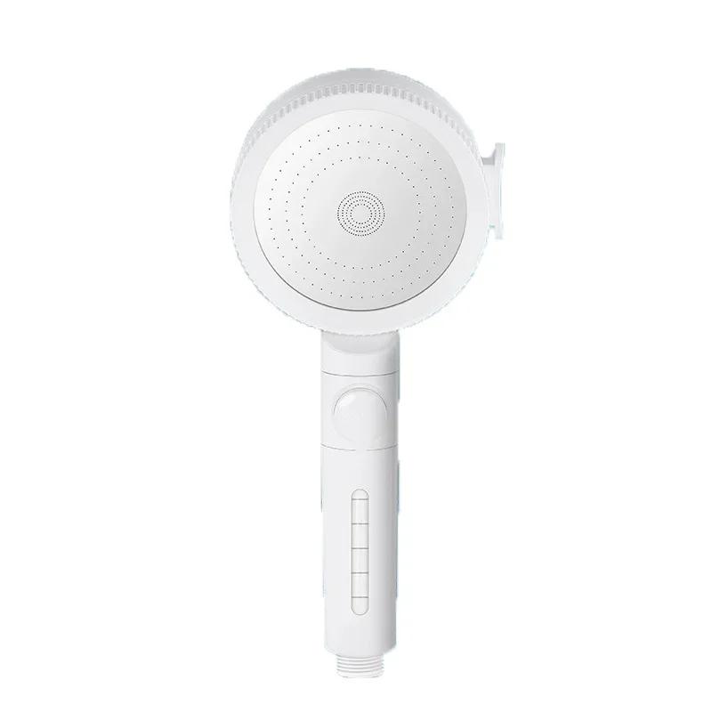 Bathroom White Handheld Supercharged Shower Water Filter Nozzle Household One-Click Stop Water
