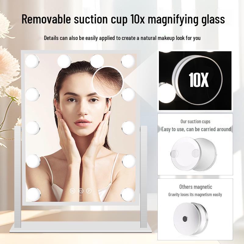 Large LED Lighted Makeup Vanity Mirror Square Portable Beauty Mirror