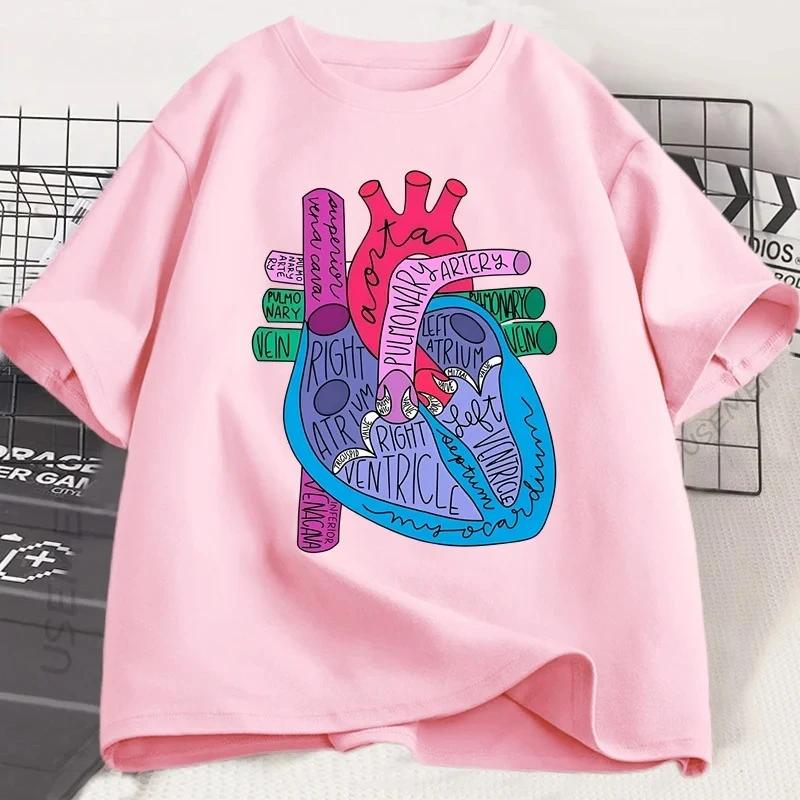 Heart Anatomy T Shirt Men Women Doctor Cardiologist T-Shirt Nursing Tees Causal Short Sleeve Round Neck Tshirt Clothing