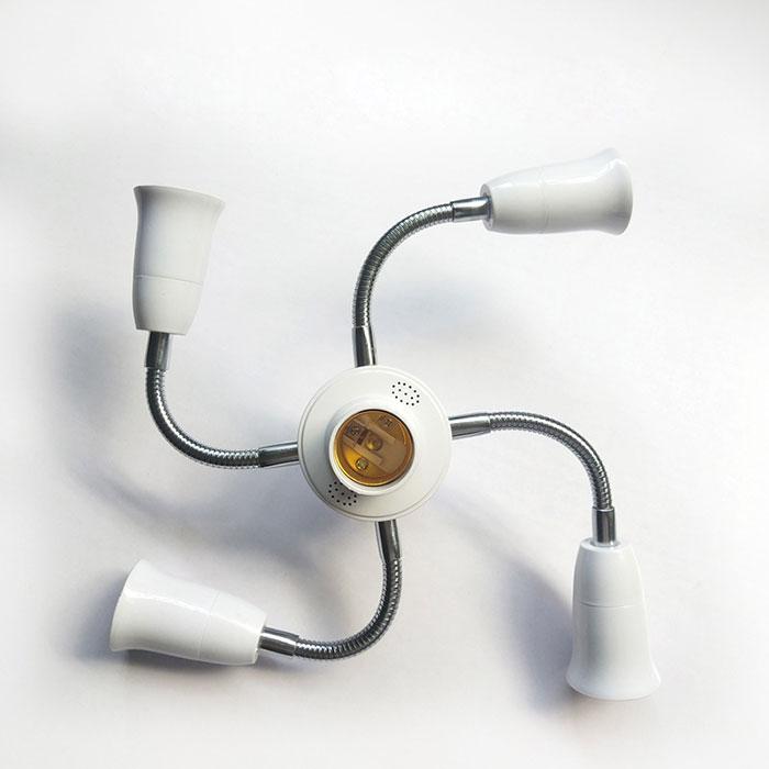 Adjustable White E27 Base Light Socket Splitter Gooseneck LED Bulbs Holder Converter with Extension Hose 3 4 5 Way Adapter