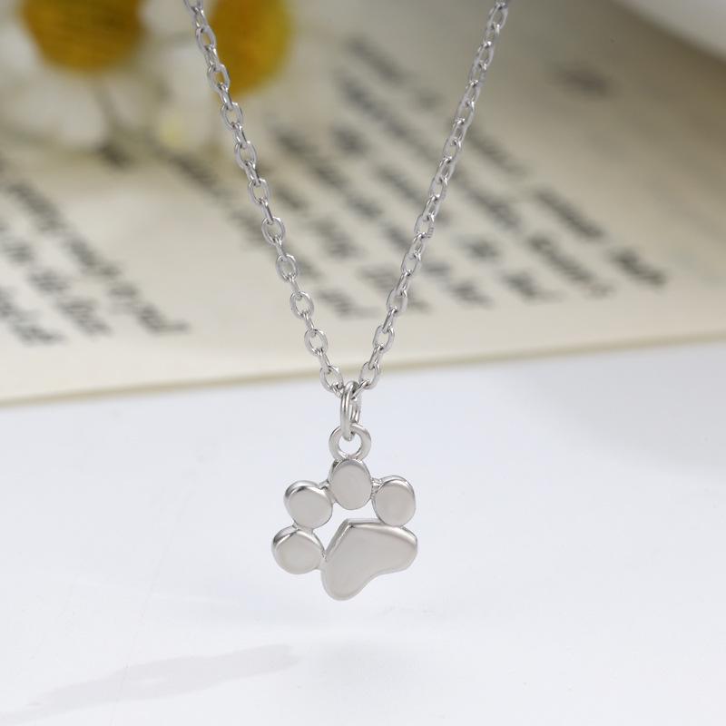 S925 Sterling Silver Cute Cat Paw Necklace - Footprint Pendant Series 925 Silver