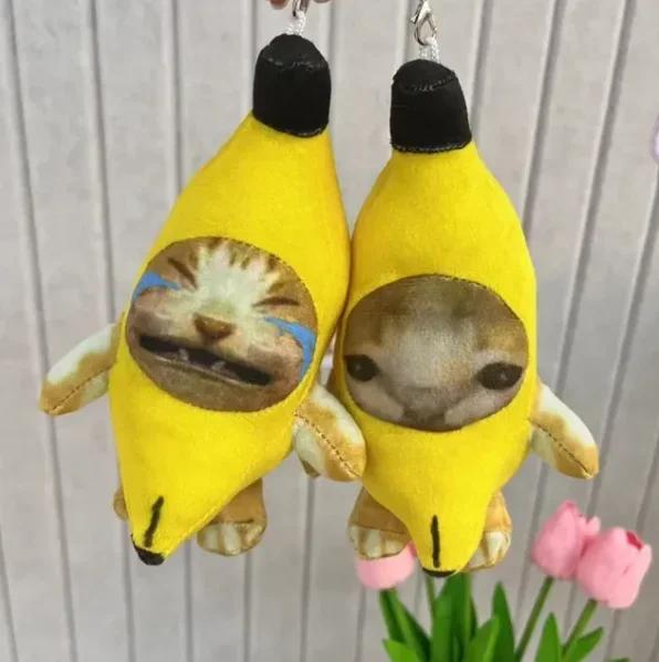 New Creative Banana Cat Plush Pendant Cute Crying Banana Cat Happy Cat Fun Key Chain Pendant Doll Accessories Gift Craze