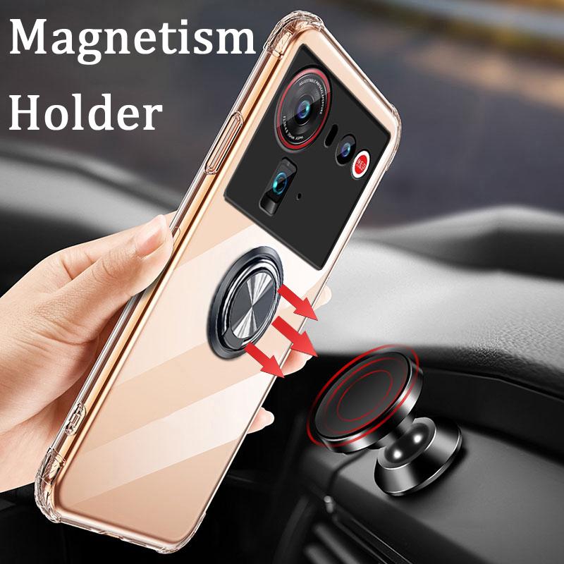 For ZTE Nubia Z80 Ultra Case Ring Holder Ultra Thin Transparent Car Navigation Soft Silicone Clear Cover For ZTE Nubia Z80 Ultra Phone Casing