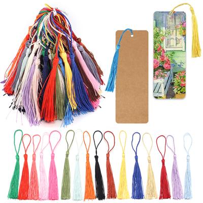 Mixed 30/100Pcs 13cm/5 Inch Silky Floss Bookmark Tassels Hanging Spike Rope Crafts For Bookmark Making DIY Craft Accessory