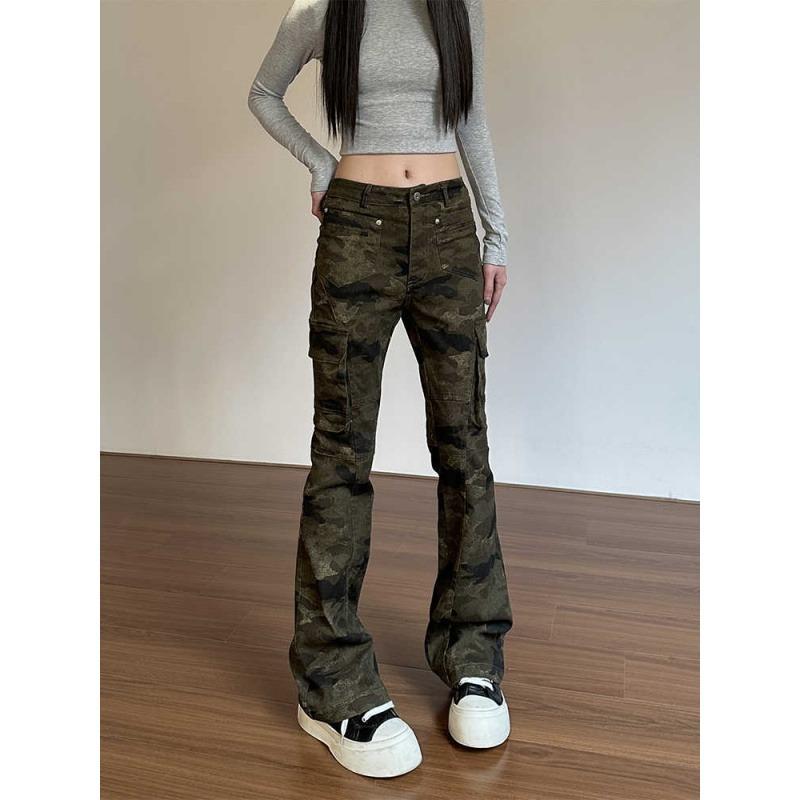 

Women s Low Waist Camouflage Cargo Pants – Multi-Pocket, Slimming, Straight-Leg for Fall XL: Height 155-165CM (121-131 lbs)