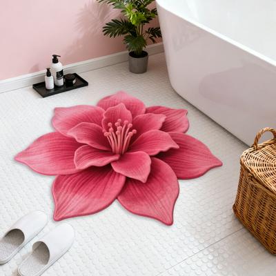 Fußmatte 3D Blumenmuster Kristall-Samt Badematte Rutschfeste Punktunterseite Groß Saugfähig Schnelltrocknend Badematte