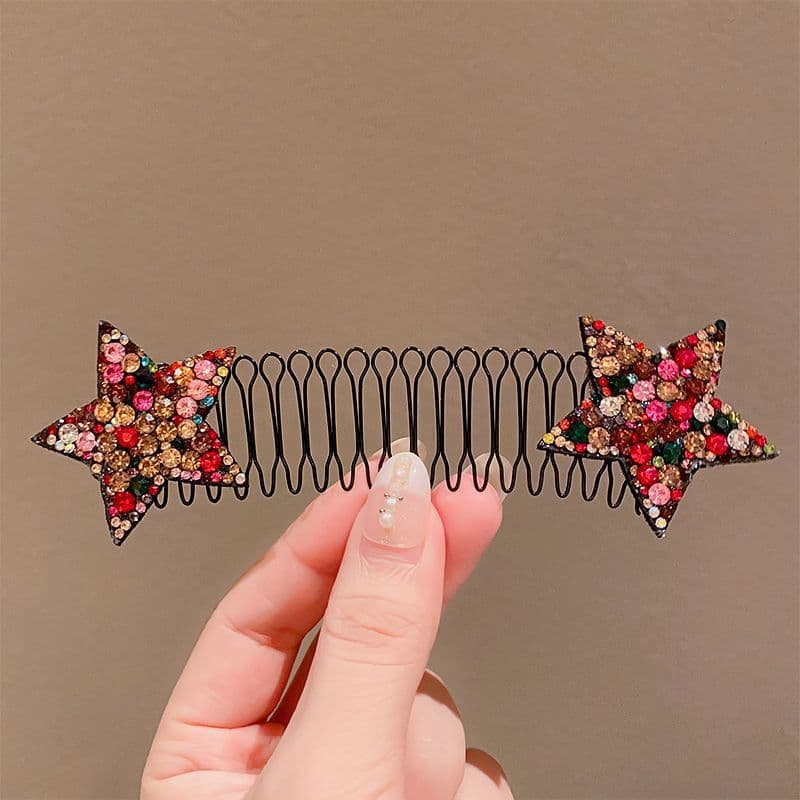 

Fringe Hairpin Broken Hair Comb Rhinestone Invisible Hair Comb Five-Pointed Star about 10cm