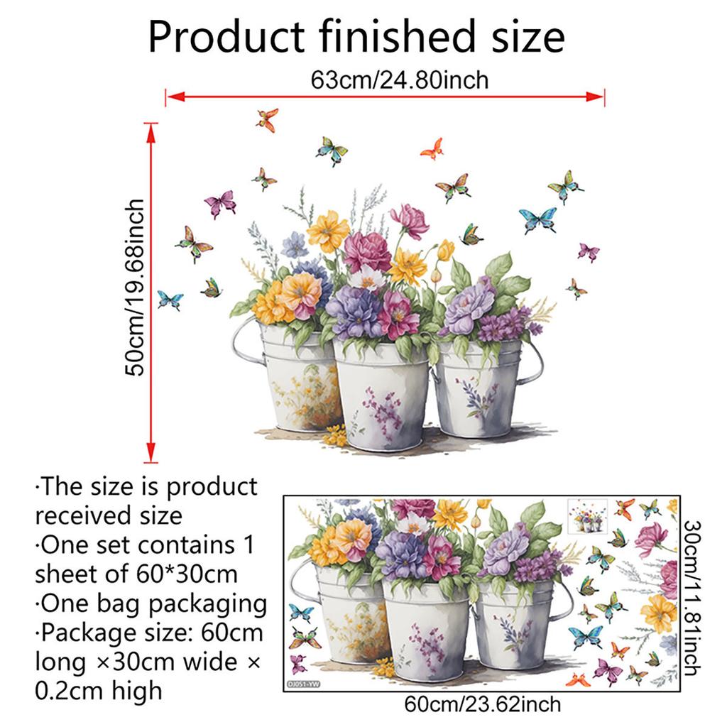Various Styles of Colorful Butterfly and Floral Static Cling Window Stickers Double-Sided Visible Decorative Window Removable