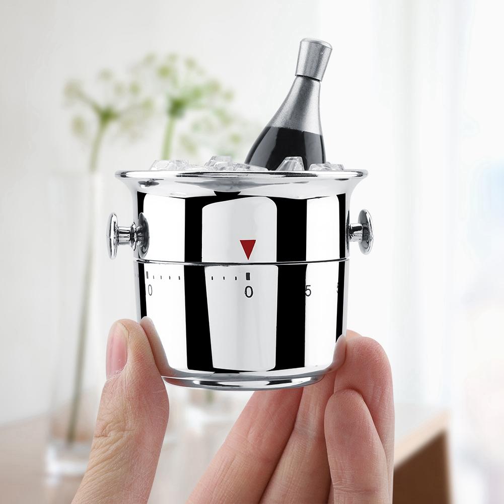 Bucket Shaped 60 Minutes Kitchen Timer Stainless Steel Mechanical Wind up Timer Time Reminder