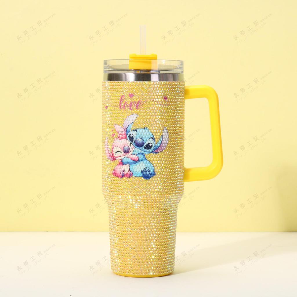 Rhinestone 40oz Stainless Steel Insulated Car Cup with Handle