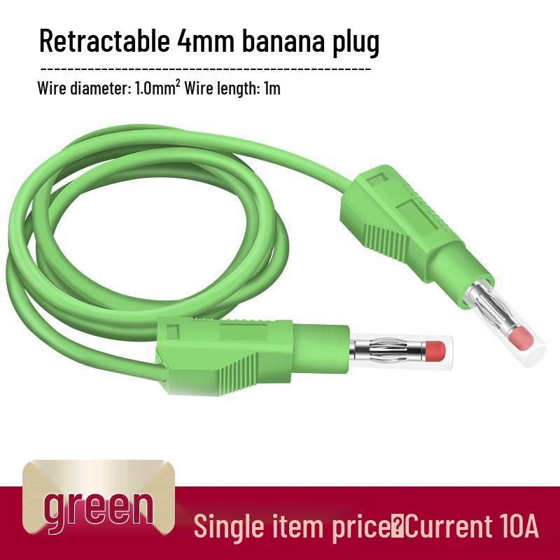 4mm Stackable Banana Plug with Safety Shroud & Spring-Retractable Nitrile Wire Test Lead