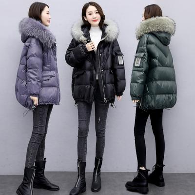 Down Jacket Women's Mid Length Thick Jacket Woolen Collar Winter Hooded
