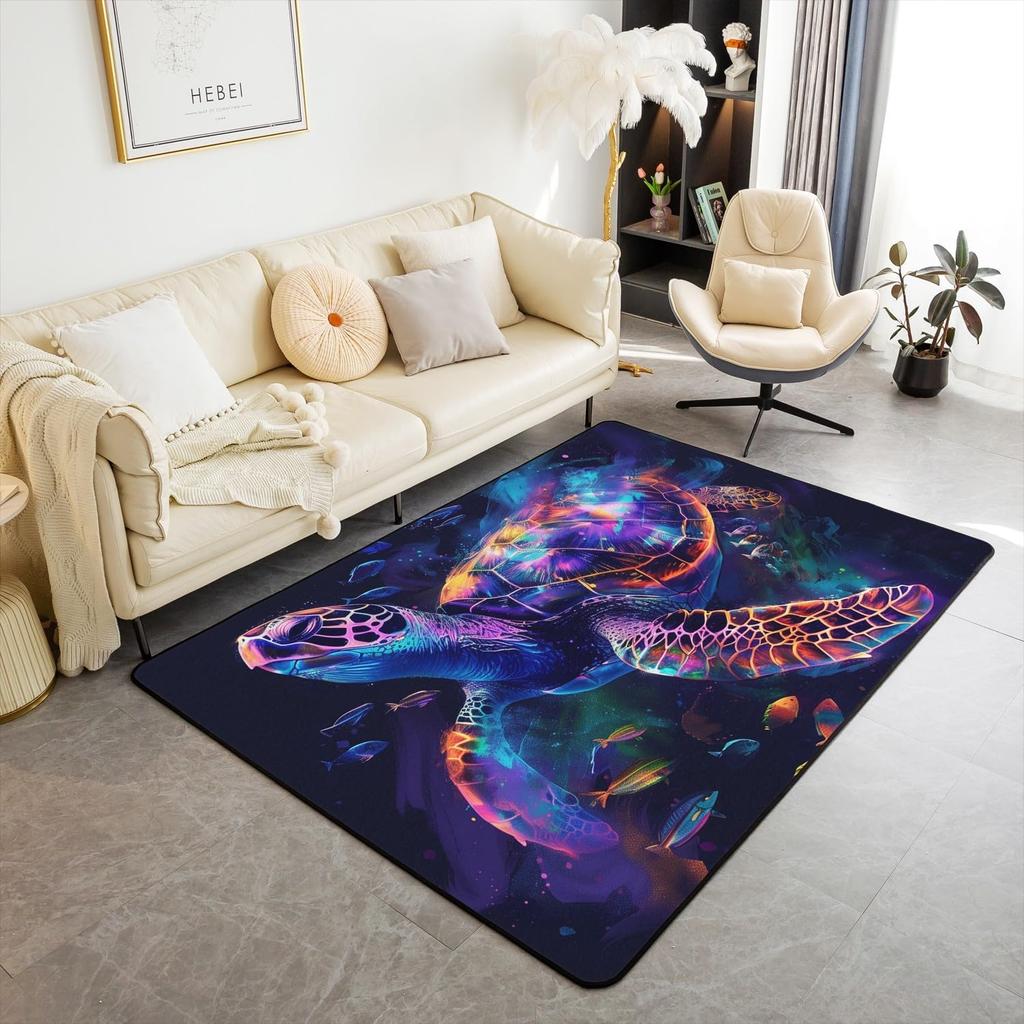 Ocean Themed Living Room Rugs for Bedroom Area Rug Octopus Decor Carpet for Boys Girls Teens Tentacles Indoor Floor Mat Black