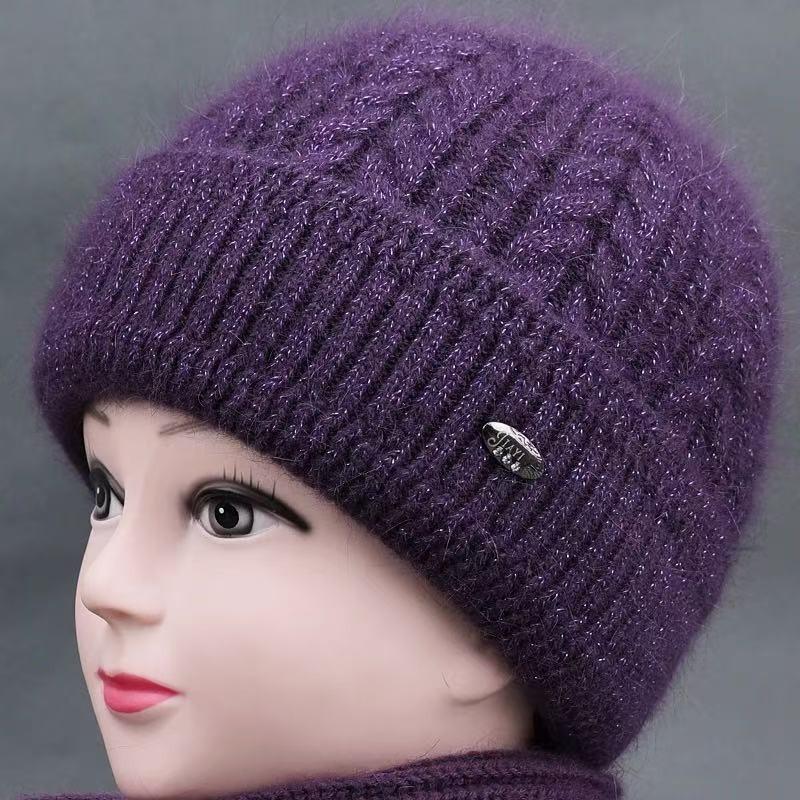 Wintermütze Damen Baumwollmütze Ohrenschützer Strickmütze alte Dame Plüsch warme Wollmütze