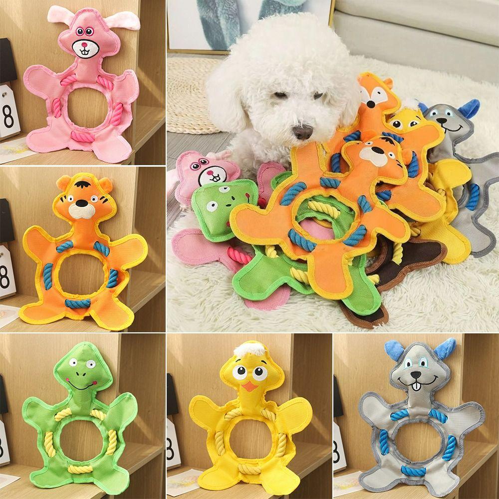 

Oxford Rope Knot Dog Toys With Sound Squeaker Puppy Chewing Toy Cartoon Dog Flying Disc Toy Dog Chick