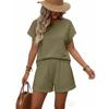 Conjunto de Dos Piezas para Mujer: Top de Manga Corta Holgado y Shorts, Atuendo Casual de Verano, Tejido Suave, Estilo Relajado, Ropa de Casa para el Uso Diario