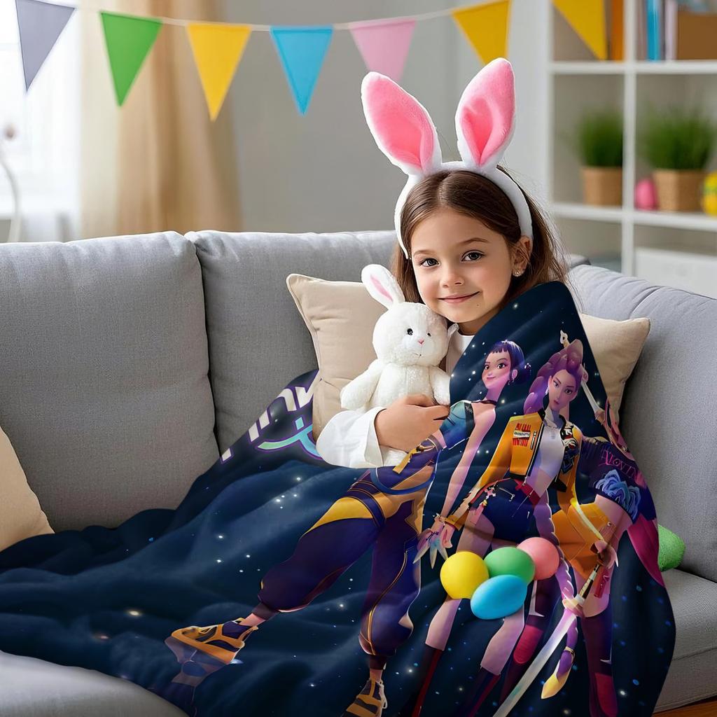 1PC Kpop Demon Hunters HUNTR/X Print Fleece Blanket for Adult Quality Super Soft Warm Blanket for Travel Office Home