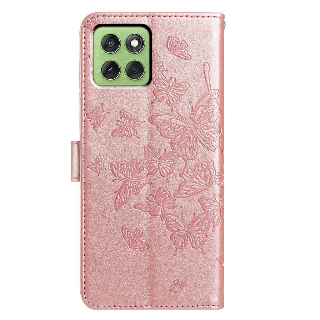Für Motorola Edge 60 5G Hülle Schmetterling Geprägtes Portemonnaie Ständer PU Leder Klapphülle mit Riemen