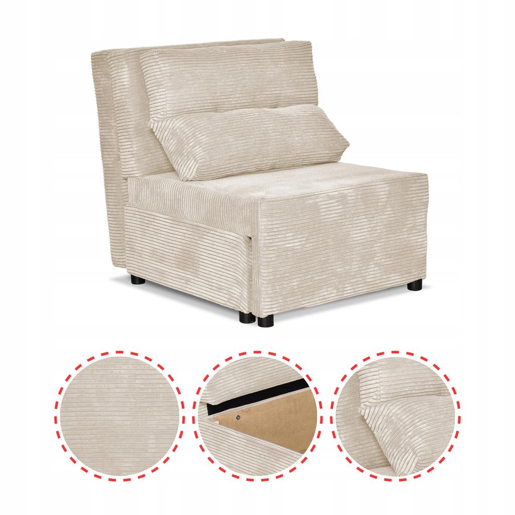 Fold-out Armchair Sleeping Function KIMO Bedding Container Family Furniture Beige