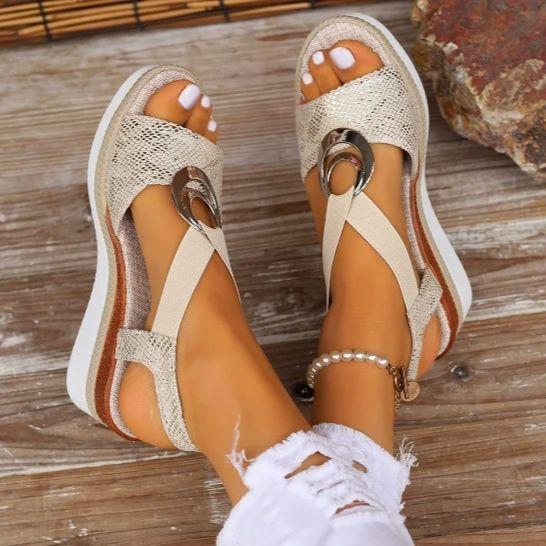 Fashion Summer Ladies Imitation Strappy Slingback Sandals, Fashionable and Elegant Shoes, Fish Mouth Women's Sandals