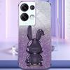 For Oppo Reno8 Pro+ 5G (Global Version) Phone Case Pull-out Kickstand PC+TPU Anti-shock Rabbit Cover