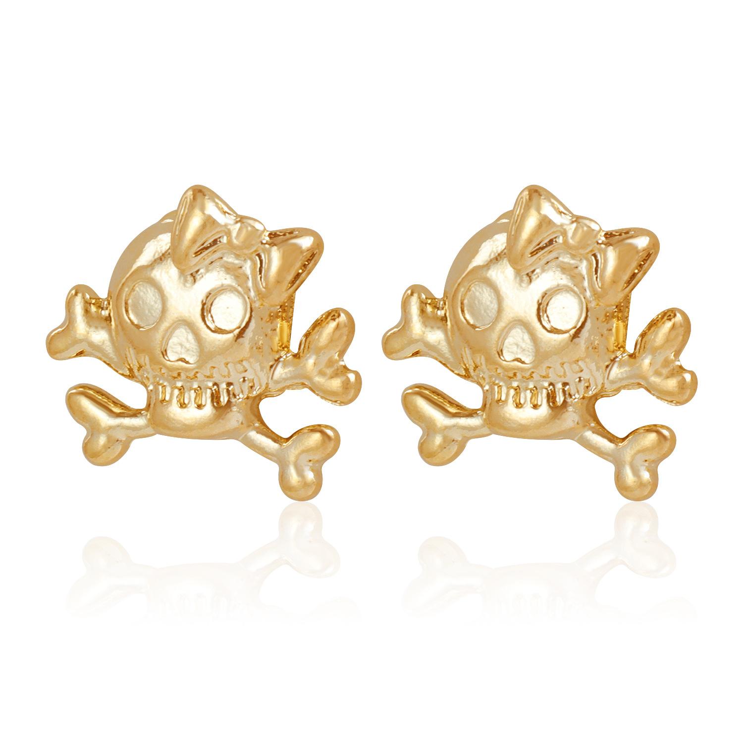 

Personalized skull retro stud earrings, gothic rock skull cool and handsome earrings золотой