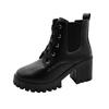 Fashion Women Retro Round Toe Chunky Heels Ankle Boots Autumn New High Heels Shoes Woman Lace Up Platform Short Booties Big Size 43