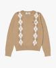 MADCATTOS COUNTRY CLUB Mcc W Argyle Crew Neck Sweater-Beige