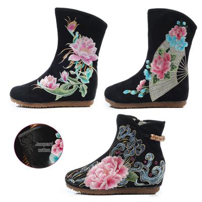 Ethnic Embroidered Wedge Heel Boots: Stylish, Comfortable, and Trendy for Women.