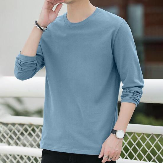 Herren Oberteile Rundhals Langarm Herbst Oberteile Einfarbig Dünne Unterteile Regulärer Stil Lässige Pullover