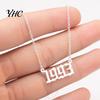 1980-2019 Birth Year Number Charm Pendant Stainless Steel Chain Necklace Jewelry