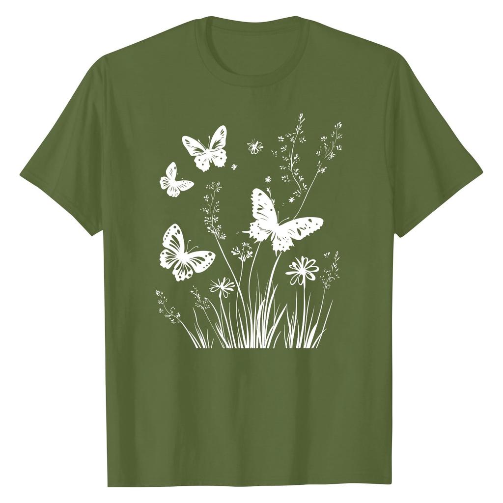 Women's Fashion Casual Printed Short Sleeve Round Neck Pullover Tops