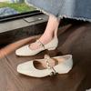 With French Shallow Mouth 2025 Spring and Summer Skirt One-word Small Leather Shoelaces New Low-heeled Single Shoes Mary Jane Shoes Women