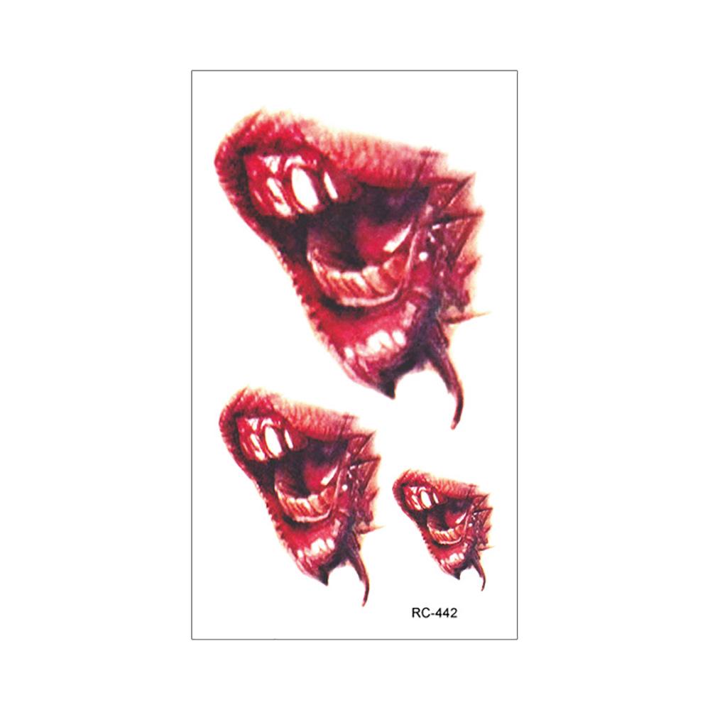 Vodotěsné Halloweenské dočasné tetovací nálepky: Realistické jizvy po krvi a noži pro hororový make-up.