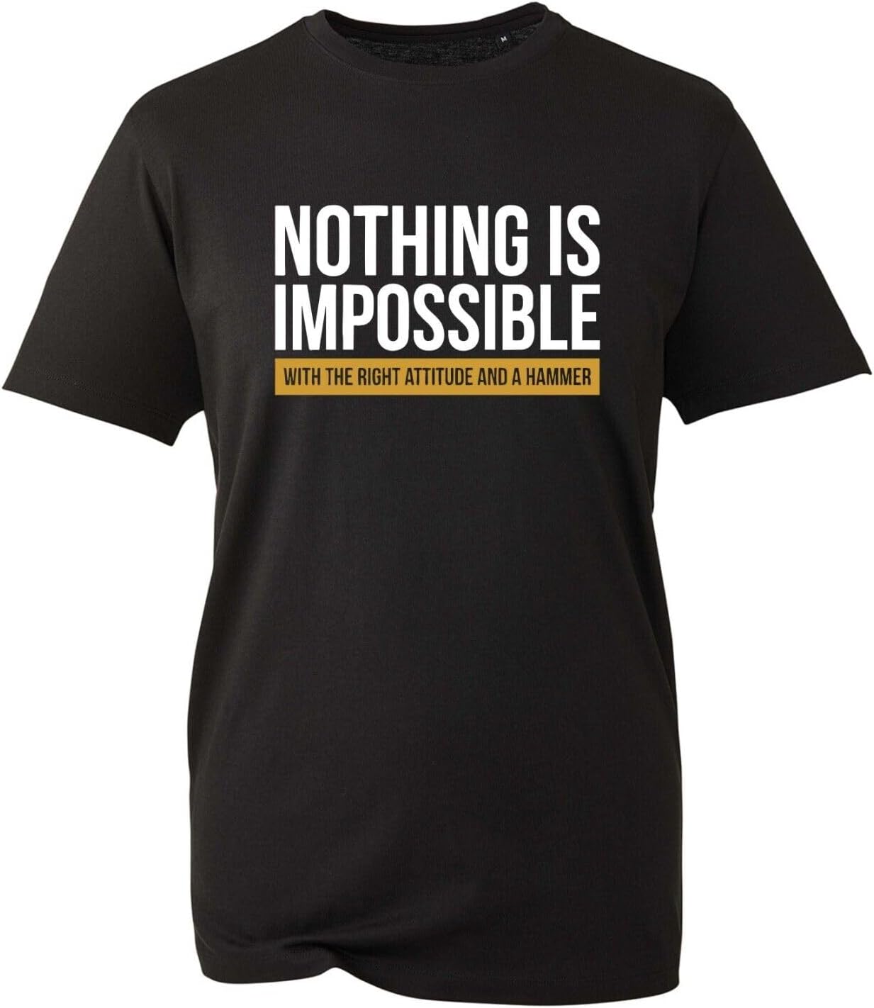 Nothing is Impossible with The Right Attitude Men T Shirt Quote Novelty Unisex Top 4XL чёрный