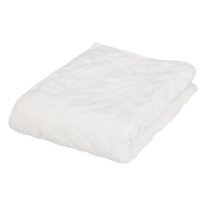 Drap de douche - Ciselle - 70 x 130 cm - 100% coton tencel - Finition jacquard - Blanc