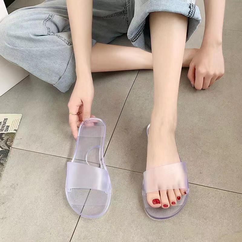 Summer Crystal Jelly Slippers - Women's Large Size, Fashionable, Odor-Proof, Casual Outdoor/Home Flip-Flops for Couples.